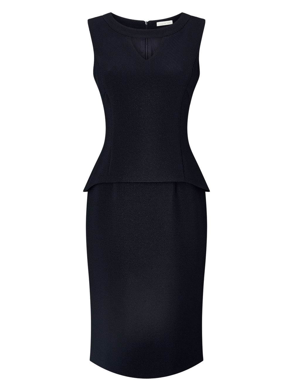 Jacques Vert Peplum Twill Textured Dress Mid Blue Dresses 10044595