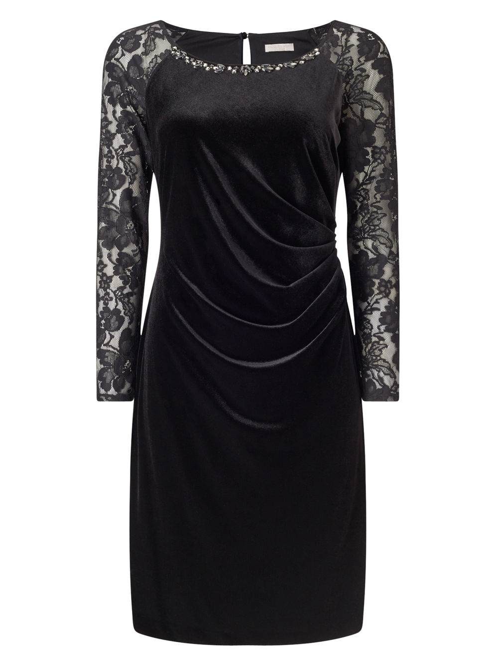 Jacques Vert Petite Velvet Dress Black Dresses 10044366