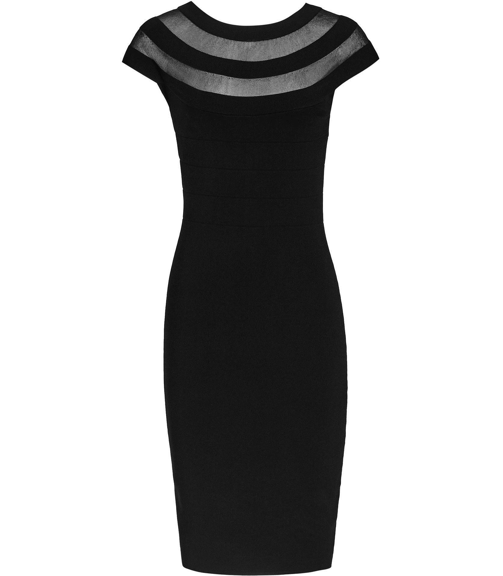 Reiss Karri Black Sheer-Panel Bodycon Dress 29825220